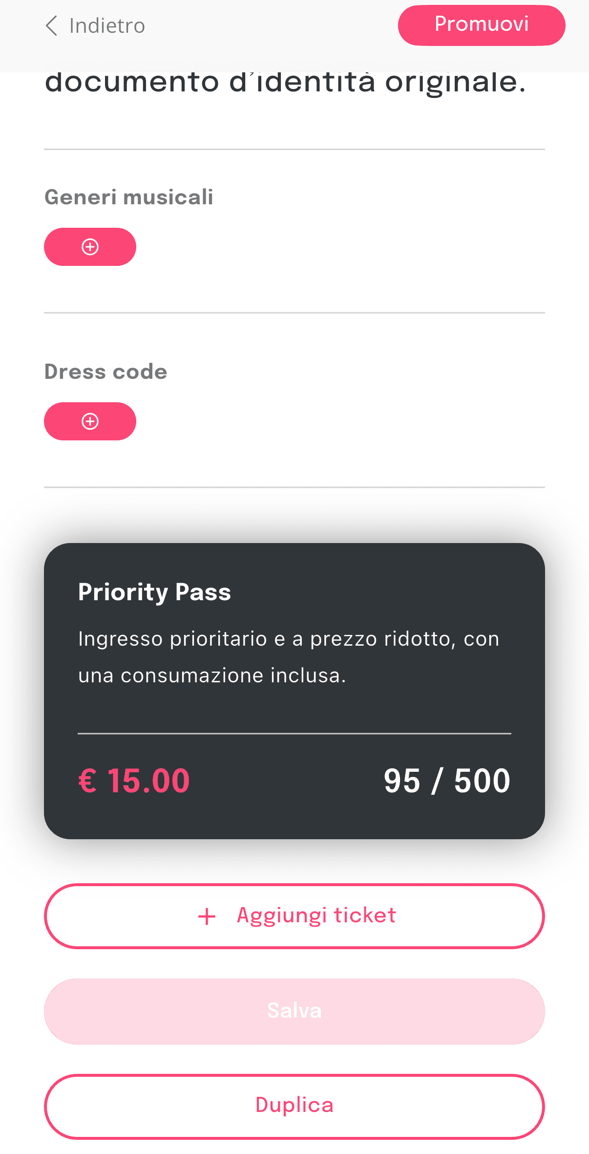 crie um evento em dois minutos