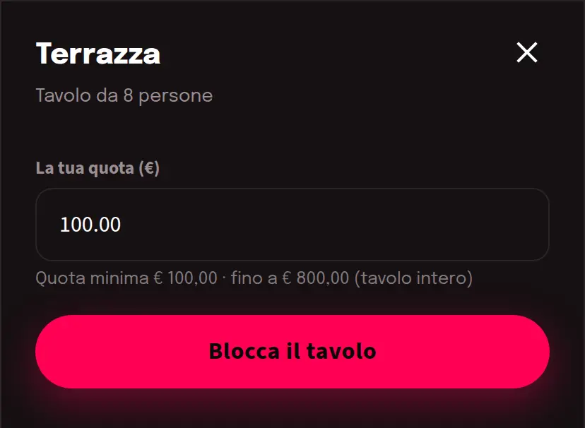 Modulo con la quota minima e massima del tavolo