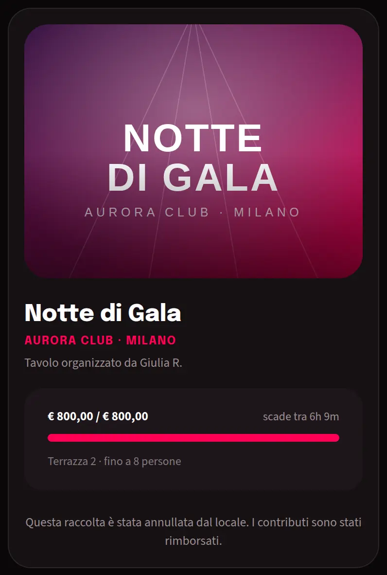 Raccolta annullata dal locale