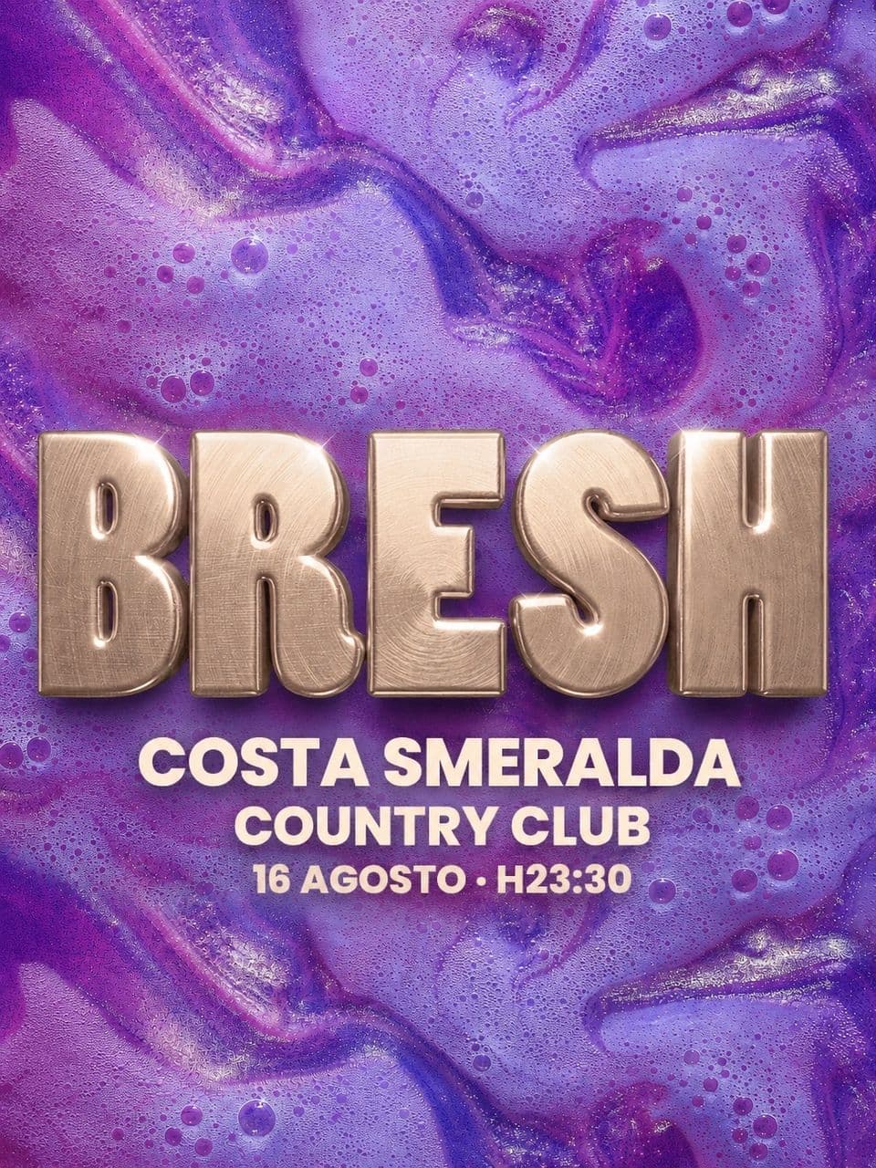 16 agosto l’evento dell’estate! arriva per la prima volta al country club BRESH